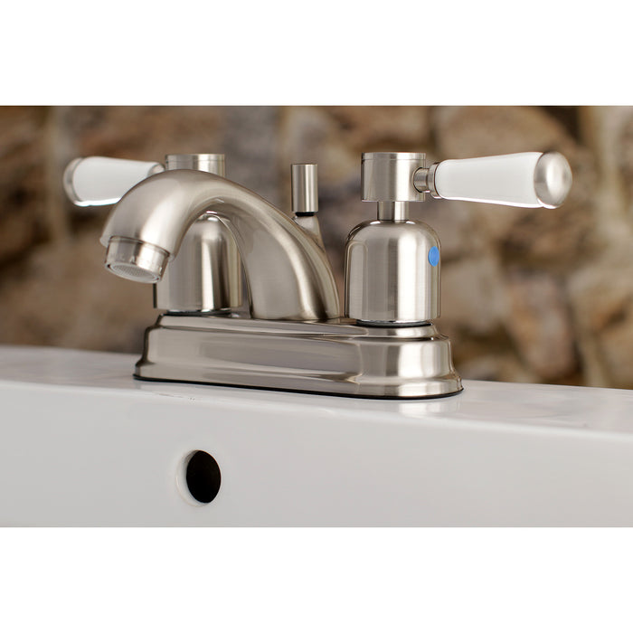 Kingston Tulare FB2608DPL - Paris Double-Handle 3-Hole Deck Mount 4-Inch Centerset Bathroom Faucet with Pop-Up Drain, Brushed Nickel