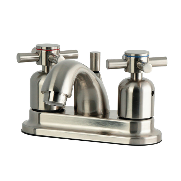 Kingston Tulare FB2608DX - Concord Double-Handle 3-Hole Deck Mount 4-Inch Centerset Bathroom Faucet with Pop-Up Drain, Brushed Nickel