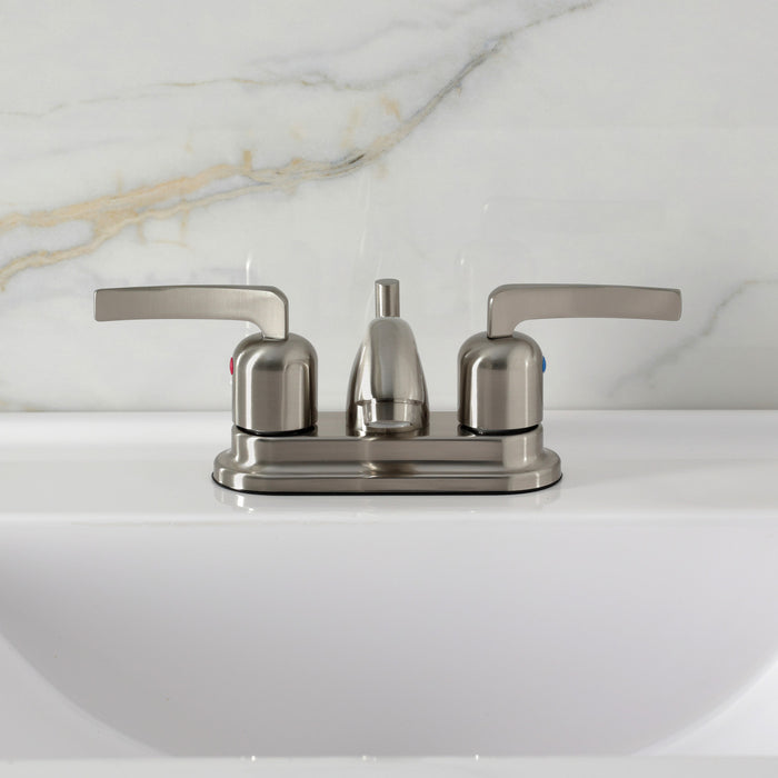Kingston Tulare FB2608EFL - Centurion Double-Handle 3-Hole Deck Mount 4-Inch Centerset Bathroom Faucet with Pop-Up Drain, Brushed Nickel