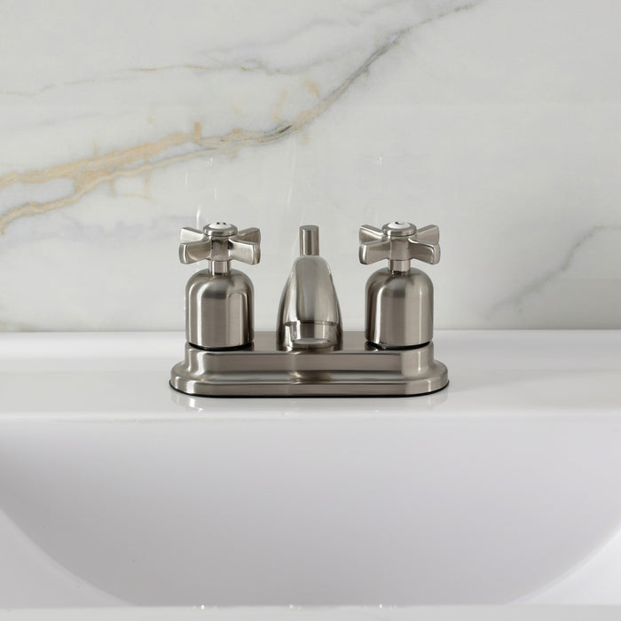 Kingston Tulare FB2608ZX - Millennium Double-Handle 3-Hole Deck Mount 4-Inch Centerset Bathroom Faucet with Pop-Up Drain, Brushed Nickel