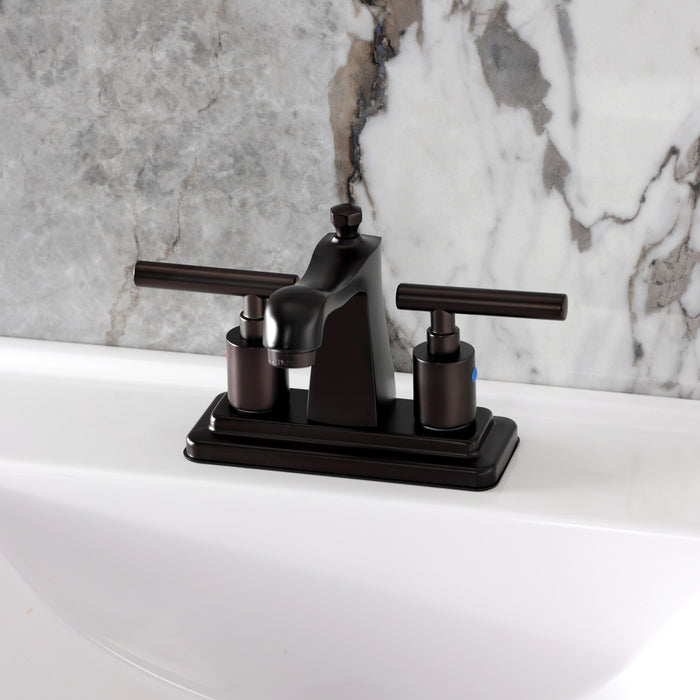 Kingston Manhattan FB4645CML Double-Handle 3-Hole Deck Mount 4-Inch Centerset Bathroom Faucet with Pop-Up Drain, Oil Rubbed Bronze