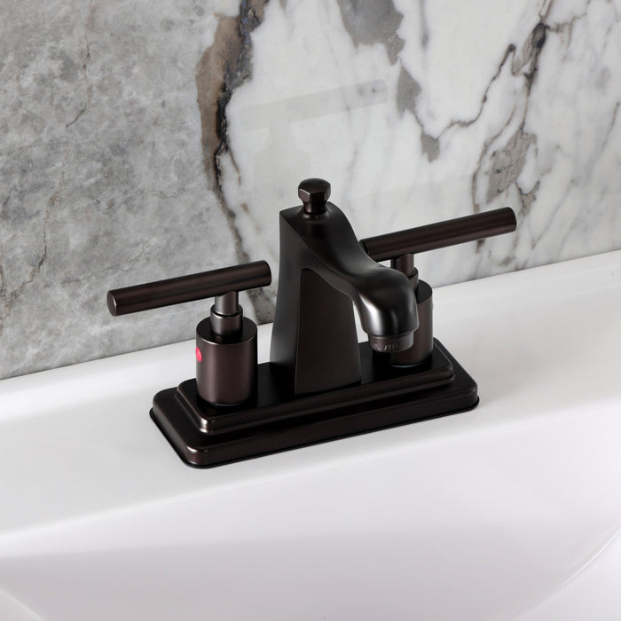 Kingston Manhattan FB4645CML Double-Handle 3-Hole Deck Mount 4-Inch Centerset Bathroom Faucet with Pop-Up Drain, Oil Rubbed Bronze
