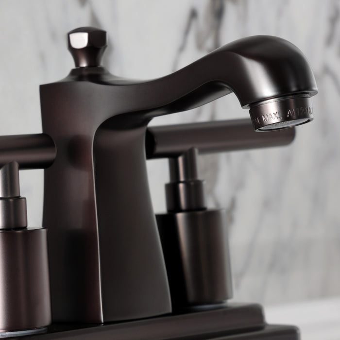 Kingston Manhattan FB4645CML Double-Handle 3-Hole Deck Mount 4-Inch Centerset Bathroom Faucet with Pop-Up Drain, Oil Rubbed Bronze