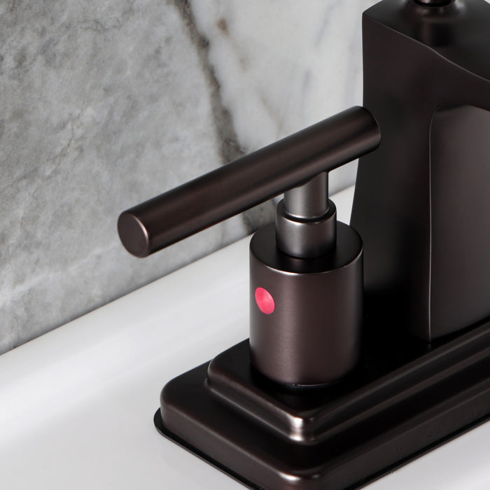 Kingston Manhattan FB4645CML Double-Handle 3-Hole Deck Mount 4-Inch Centerset Bathroom Faucet with Pop-Up Drain, Oil Rubbed Bronze