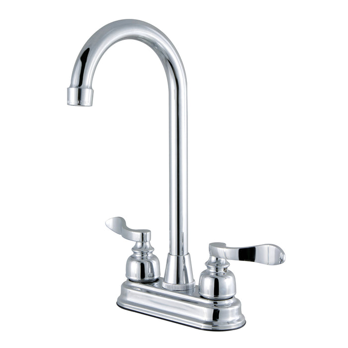 NuWave French FB491NFL Two-Handle 2-Hole Deck Mount Bar Faucet, Polished Chrome