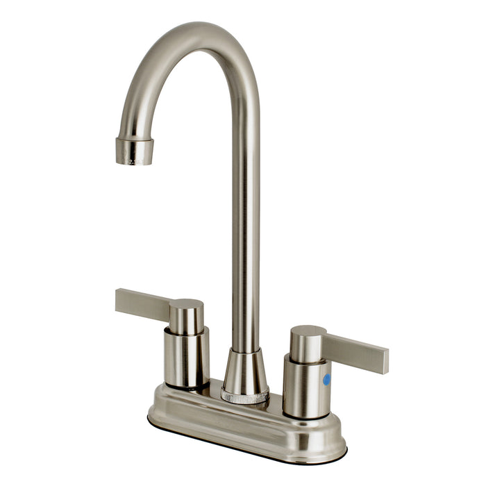 NuvoFusion FB498NDL Two-Handle 2-Hole Deck Mount Bar Faucet, Brushed Nickel