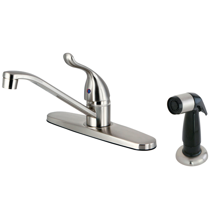 Kingston Tulare FB5578YL - Yosemite One-Handle 4-Hole 8" Centerset Kitchen Faucet with Side Sprayer, Brushed Nickel