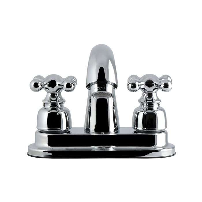 Kingston Restoration FB5611AX Double-Handle 3-Hole Deck Mount 4-Inch Centerset Bathroom Faucet with Pop-Up Drain, Polished Chrome