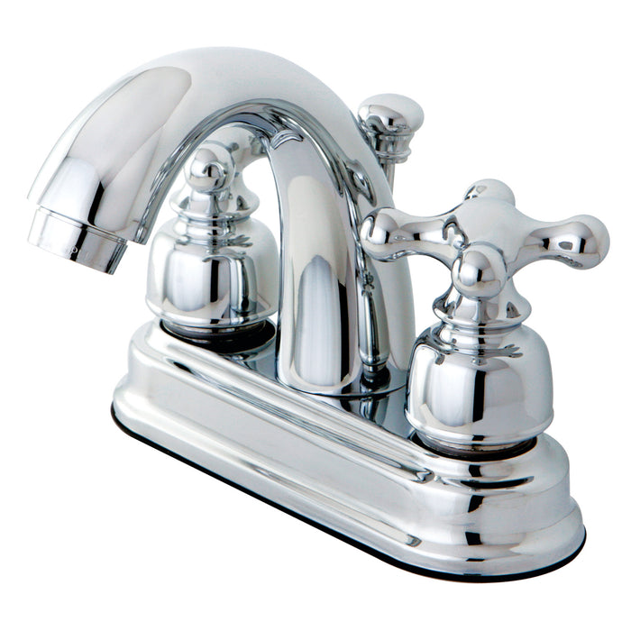 Restoration FB5611AX Two-Handle 3-Hole Deck Mount 4" Centerset Bathroom Faucet with Plastic Pop-Up, Polished Chrome