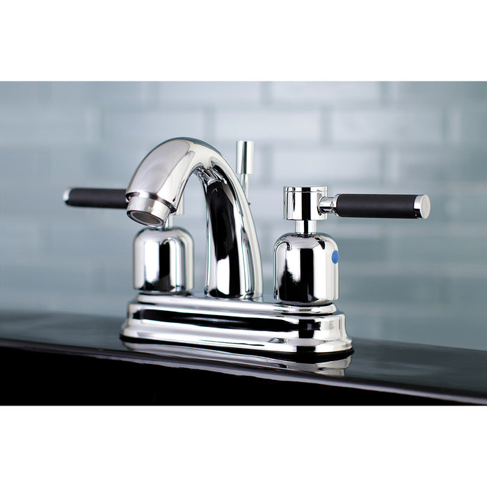Kingston Tulare FB5611DKL - Kaiser Double-Handle 3-Hole Deck Mount 4-Inch Centerset Bathroom Faucet with Pop-Up Drain, Polished Chrome
