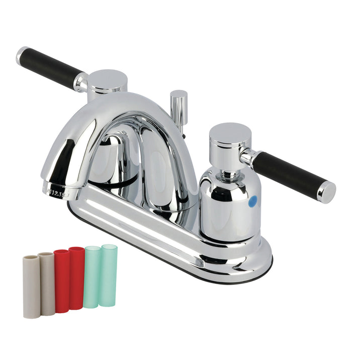 Kingston Tulare FB5611DKL - Kaiser Double-Handle 3-Hole Deck Mount 4-Inch Centerset Bathroom Faucet with Pop-Up Drain, Polished Chrome