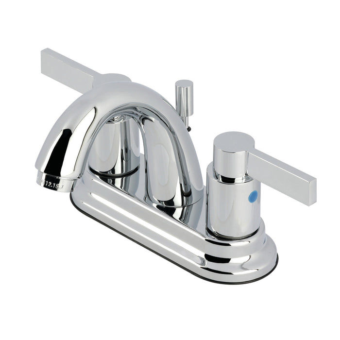 Kingston Tulare FB5611NDL - NuvoFusion Double-Handle 3-Hole Deck Mount 4-Inch Centerset Bathroom Faucet with Pop-Up Drain, Polished Chrome