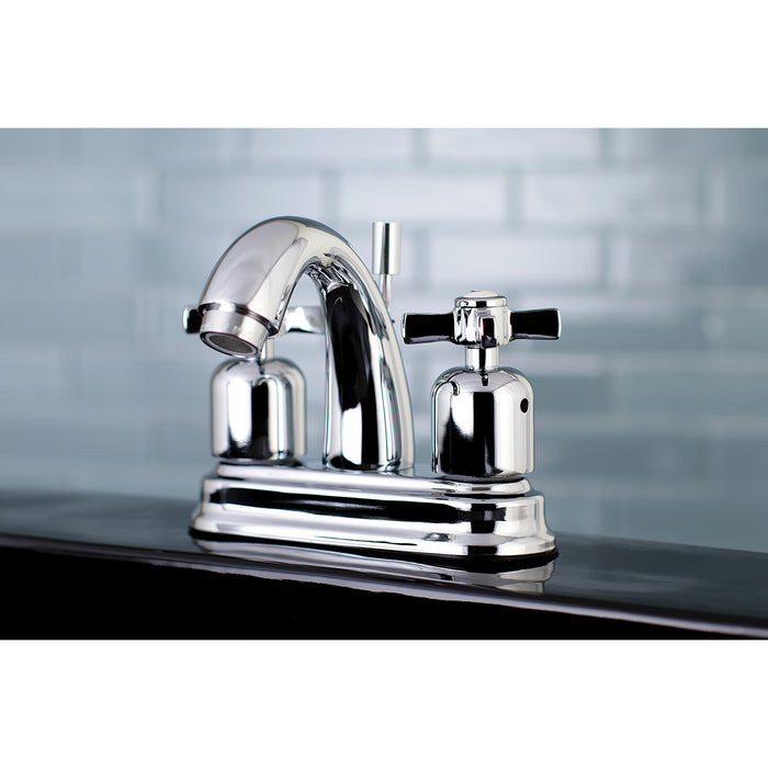 Kingston Tulare FB5611ZX - Millennium Double-Handle 3-Hole Deck Mount 4-Inch Centerset Bathroom Faucet with Pop-Up Drain, Polished Chrome