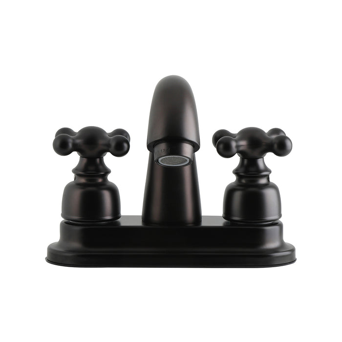 Kingston Restoration FB5615AX Double-Handle 3-Hole Deck Mount 4-Inch Centerset Bathroom Faucet with Pop-Up Drain, Oil Rubbed Bronze
