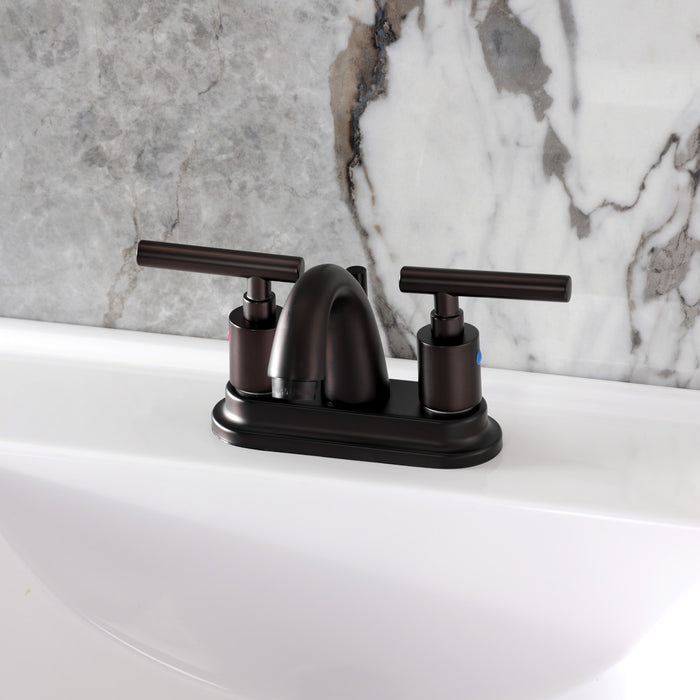 Kingston Tulare FB5615CML - Manhattan Double-Handle 3-Hole Deck Mount 4-Inch Centerset Bathroom Faucet with Pop-Up Drain, Oil Rubbed Bronze