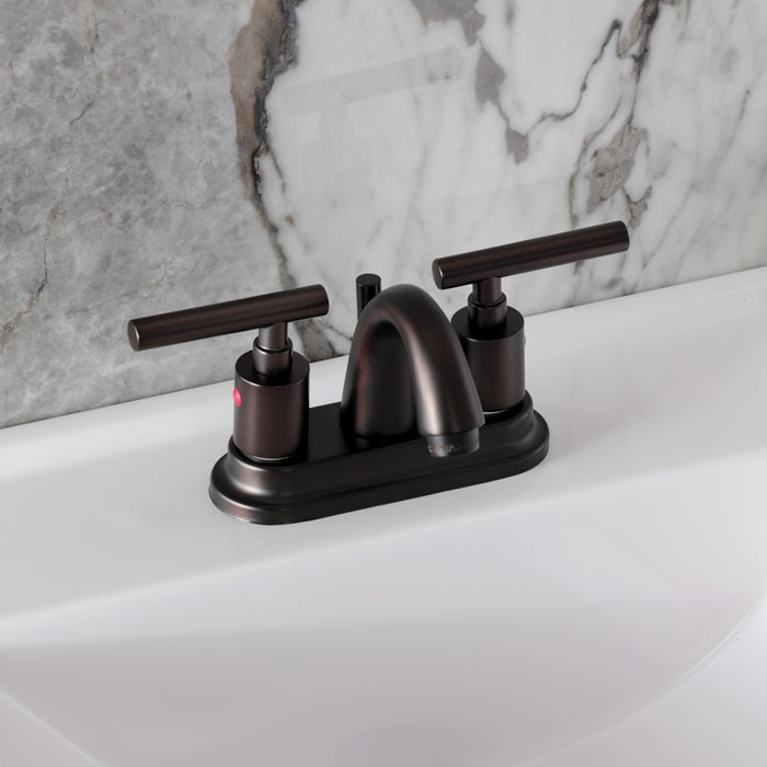 Kingston Tulare FB5615CML - Manhattan Double-Handle 3-Hole Deck Mount 4-Inch Centerset Bathroom Faucet with Pop-Up Drain, Oil Rubbed Bronze
