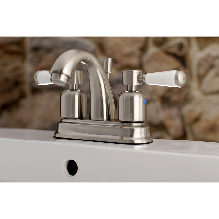 Kingston Tulare FB5618DPL - Paris Double-Handle 3-Hole Deck Mount 4-Inch Centerset Bathroom Faucet with Pop-Up Drain, Brushed Nickel