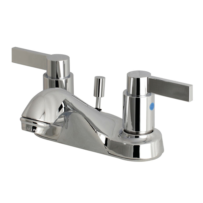 Kingston Tulare FB5621NDL - NuvoFusion Double-Handle 3-Hole Deck Mount 4-Inch Centerset Bathroom Faucet with Pop-Up Drain, Polished Chrome