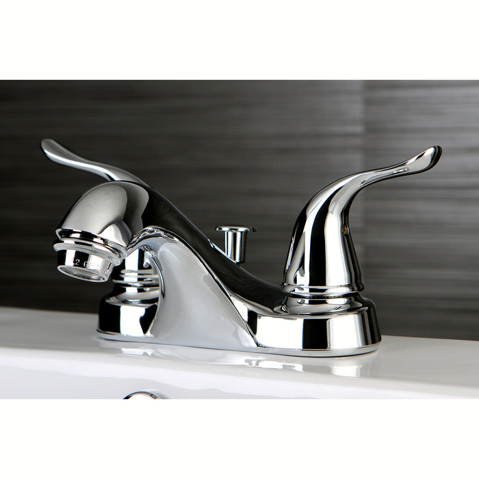 Kingston Tulare FB5621YL - Yosemite Double-Handle 3-Hole Deck Mount 4-Inch Centerset Bathroom Faucet with Pop-Up Drain, Polished Chrome