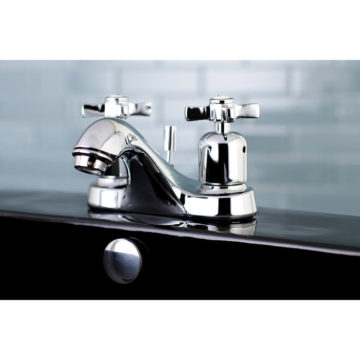 Kingston Tulare FB5621ZX - Millennium Double-Handle 3-Hole Deck Mount 4-Inch Centerset Bathroom Faucet with Pop-Up Drain, Polished Chrome