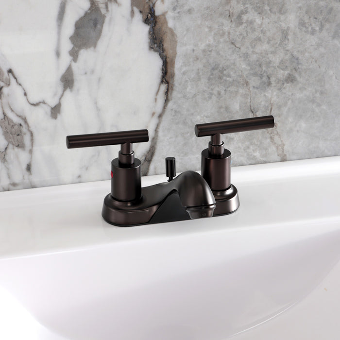 Kingston Tulare FB5625CML - Manhattan Double-Handle 3-Hole Deck Mount 4-Inch Centerset Bathroom Faucet with Pop-Up Drain, Oil Rubbed Bronze