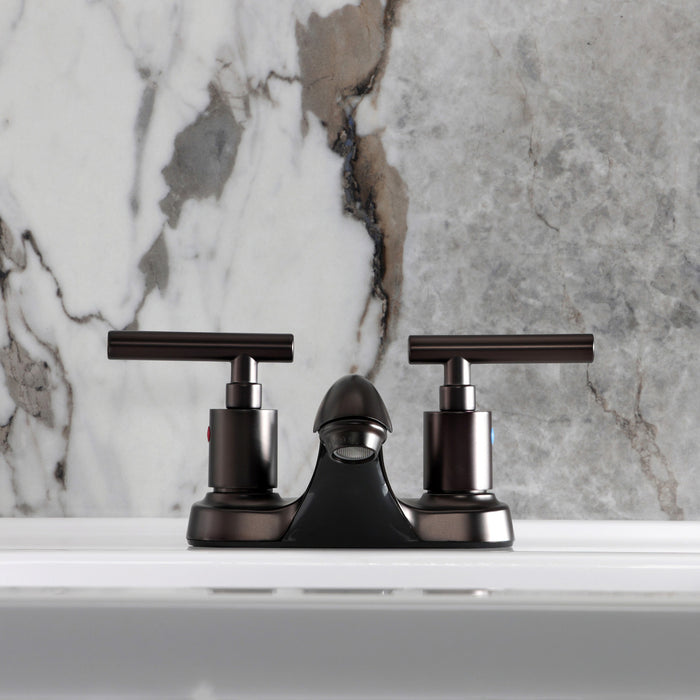 Kingston Tulare FB5625CML - Manhattan Double-Handle 3-Hole Deck Mount 4-Inch Centerset Bathroom Faucet with Pop-Up Drain, Oil Rubbed Bronze