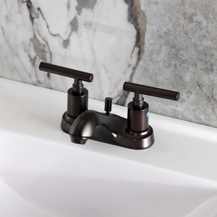 Kingston Tulare FB5625CML - Manhattan Double-Handle 3-Hole Deck Mount 4-Inch Centerset Bathroom Faucet with Pop-Up Drain, Oil Rubbed Bronze