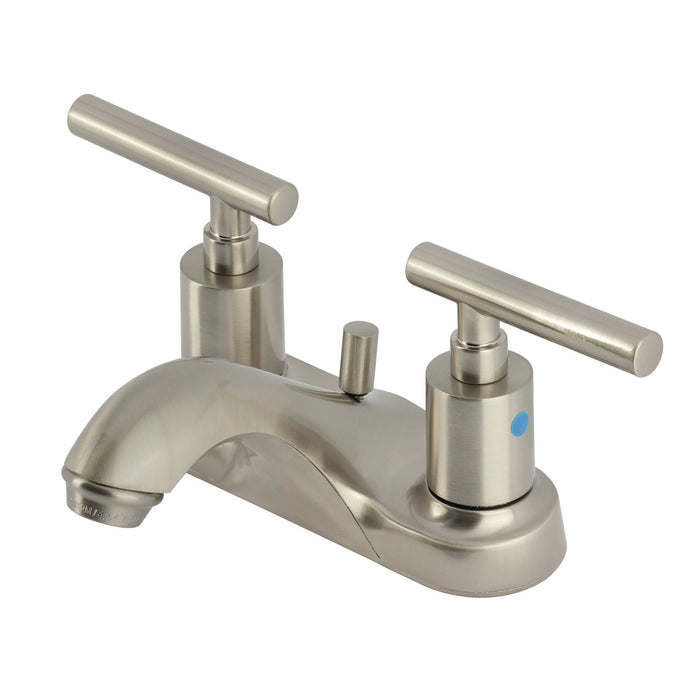 Manhattan FB5628CML Two-Handle 3-Hole Deck Mount 4" Centerset Bathroom Faucet with Pop-Up Drain, Brushed Nickel