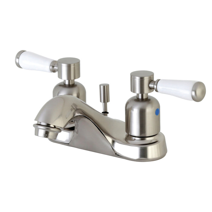 Kingston Tulare FB5628DPL - Paris Double-Handle 3-Hole Deck Mount 4-Inch Centerset Bathroom Faucet with Pop-Up Drain, Brushed Nickel