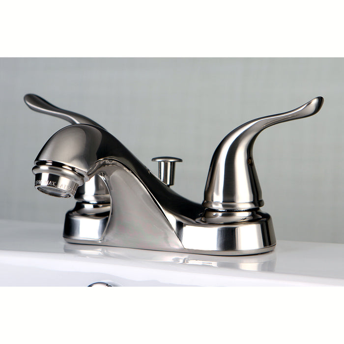 Kingston Tulare FB5628YL - Yosemite Double-Handle 3-Hole Deck Mount 4-Inch Centerset Bathroom Faucet with Pop-Up Drain, Brushed Nickel