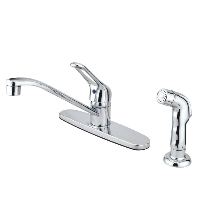 Kingston Tulare FB562SP - Wyndham One-Handle 4-Hole 8" Centerset Kitchen Faucet with Side Sprayer, Polished Chrome