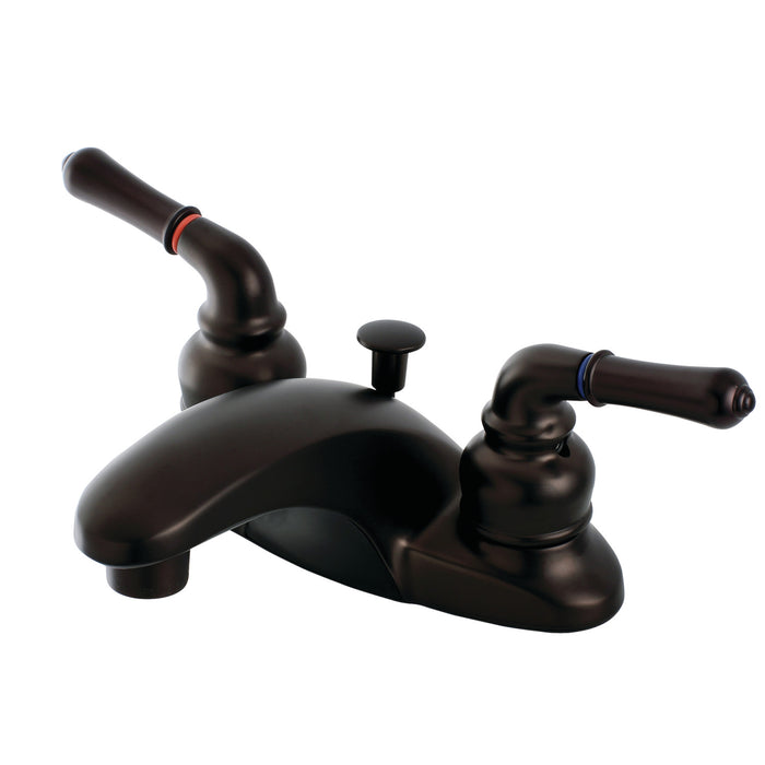 Kingston Tulare FB625 - Magellan Double-Handle 3-Hole Deck Mount 4-Inch Centerset Bathroom Faucet with Pop-Up Drain, Oil Rubbed Bronze