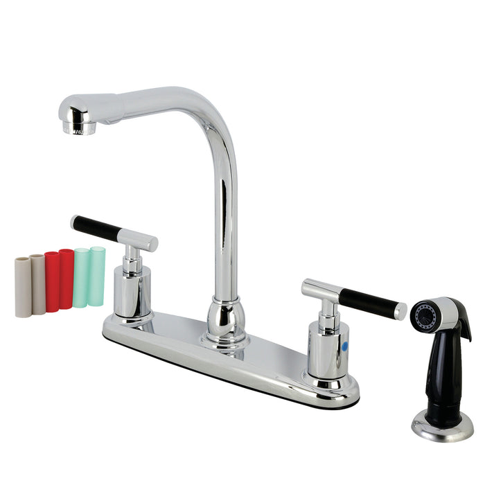 Kaiser FB751CKL Two-Handle 4-Hole Deck Mount 8" Centerset Kitchen Faucet with Side Sprayer, Polished Chrome