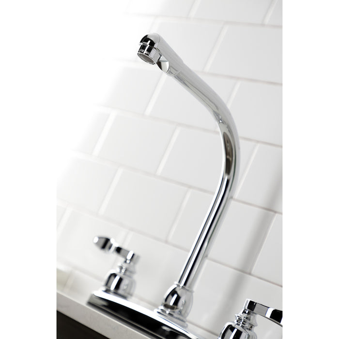 Kingston Tulare FB751NFLSP - NuWave French Two-Handle 4-Hole 8" Centerset Kitchen Faucet with Side Sprayer, Polished Chrome