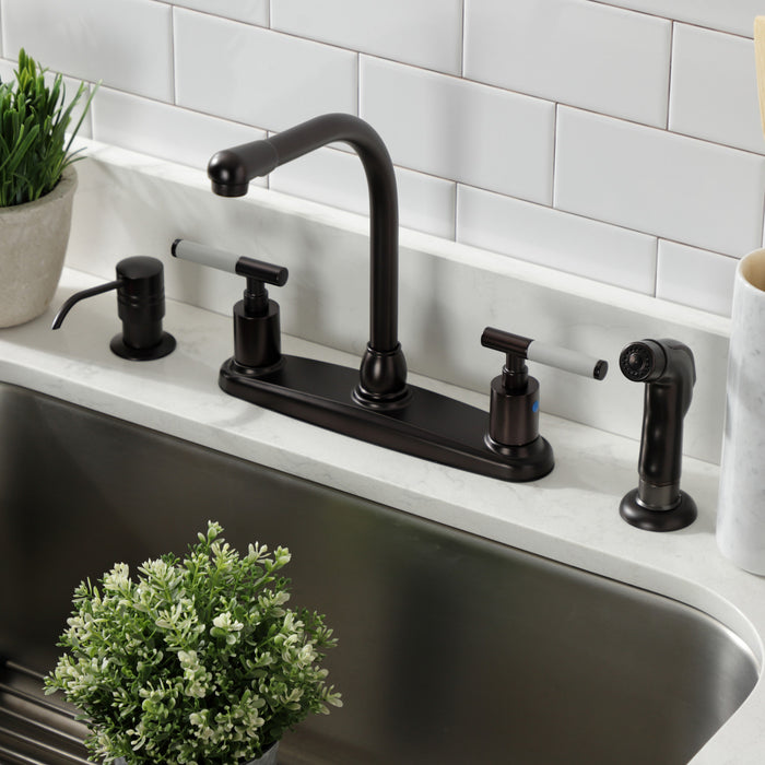 Kaiser FB755CKLSP Two-Handle 4-Hole Deck Mount 8" Centerset Kitchen Faucet with Side Sprayer, Oil Rubbed Bronze
