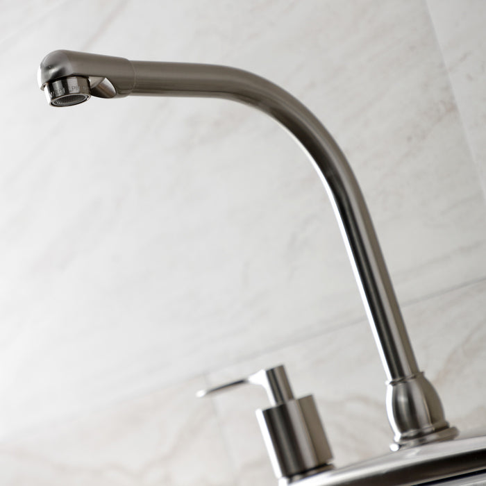 Kingston Tulare FB758SVLSP - Serena Two-Handle 4-Hole 8" Centerset Kitchen Faucet with Plastic Side Sprayer, Brushed Nickel