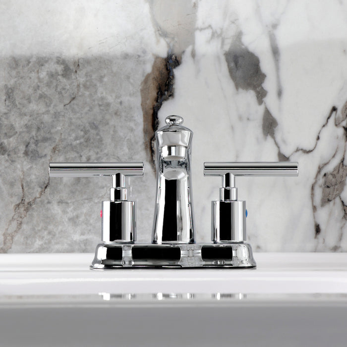 Kingston Tulare FB7611CML - Manhattan Double-Handle 3-Hole Deck Mount 4-Inch Centerset Bathroom Faucet with Pop-Up Drain, Polished Chrome