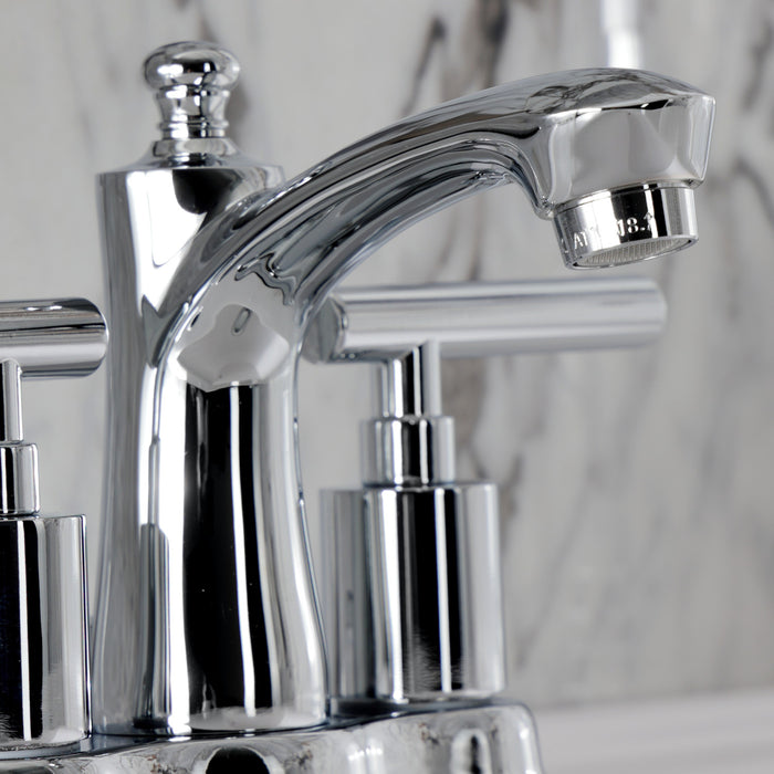 Kingston Tulare FB7611CML - Manhattan Double-Handle 3-Hole Deck Mount 4-Inch Centerset Bathroom Faucet with Pop-Up Drain, Polished Chrome