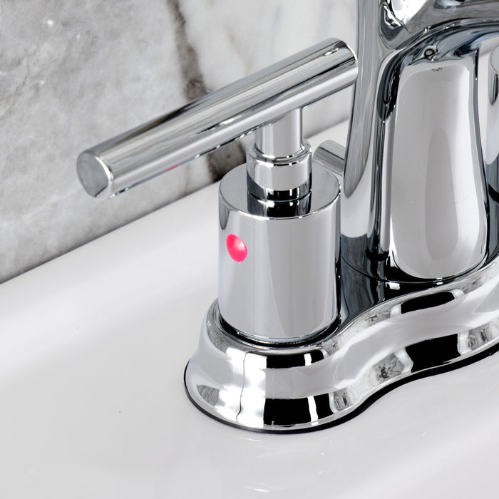Kingston Tulare FB7611CML - Manhattan Double-Handle 3-Hole Deck Mount 4-Inch Centerset Bathroom Faucet with Pop-Up Drain, Polished Chrome
