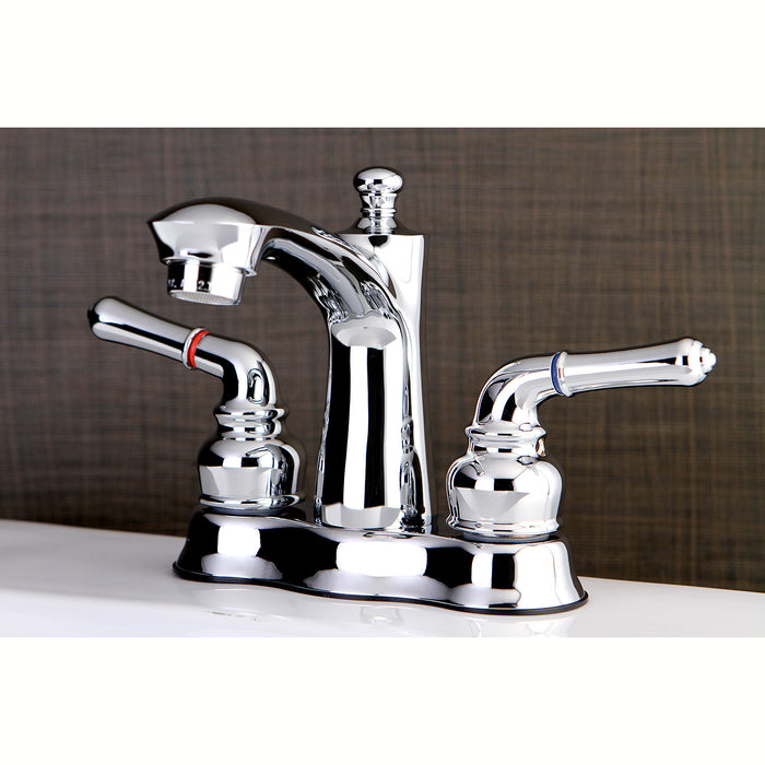 Kingston Tulare FB7611NML - Naples Double-Handle 3-Hole Deck Mount 4-Inch Centerset Bathroom Faucet with Pop-Up Drain, Polished Chrome