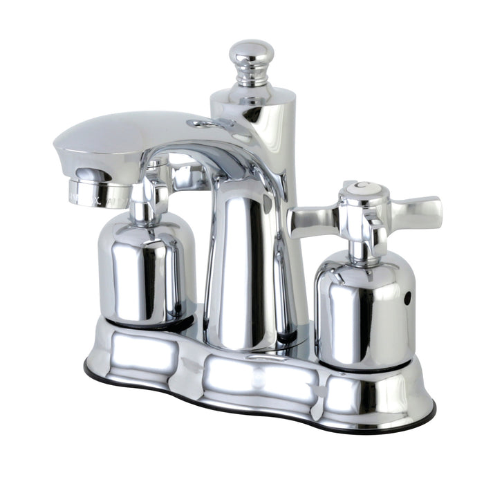 Kingston Tulare FB7611ZX - Millennium Double-Handle 3-Hole Deck Mount 4-Inch Centerset Bathroom Faucet with Pop-Up Drain, Polished Chrome