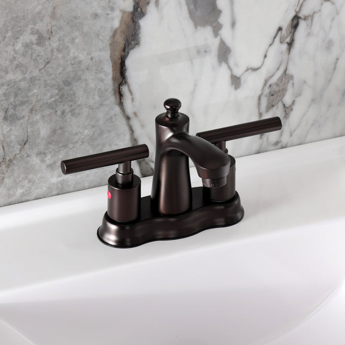 Kingston Tulare FB7615CML - Manhattan Double-Handle 3-Hole Deck Mount 4-Inch Centerset Bathroom Faucet with Pop-Up Drain, Oil Rubbed Bronze