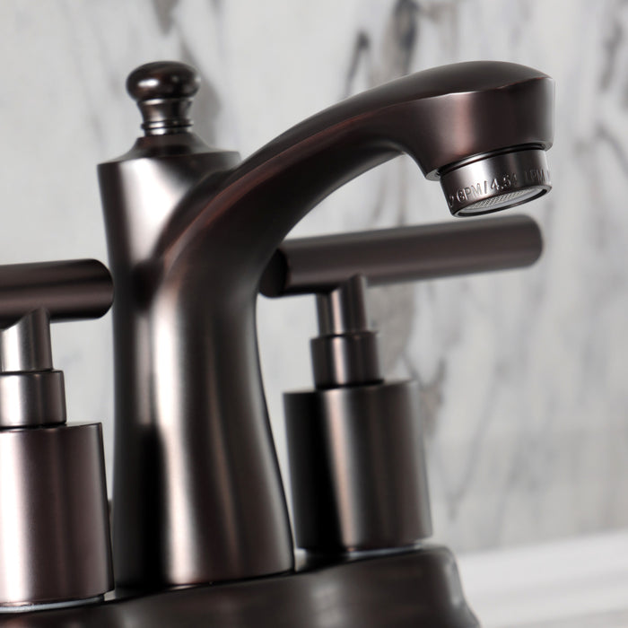 Kingston Tulare FB7615CML - Manhattan Double-Handle 3-Hole Deck Mount 4-Inch Centerset Bathroom Faucet with Pop-Up Drain, Oil Rubbed Bronze