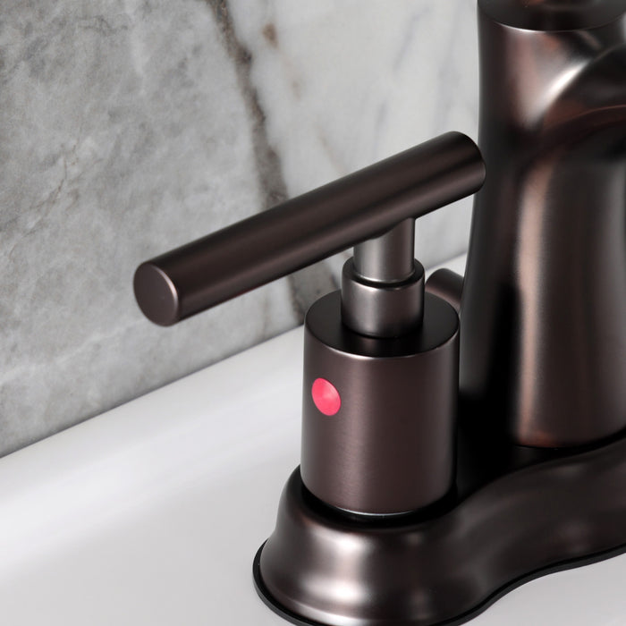 Kingston Tulare FB7615CML - Manhattan Double-Handle 3-Hole Deck Mount 4-Inch Centerset Bathroom Faucet with Pop-Up Drain, Oil Rubbed Bronze