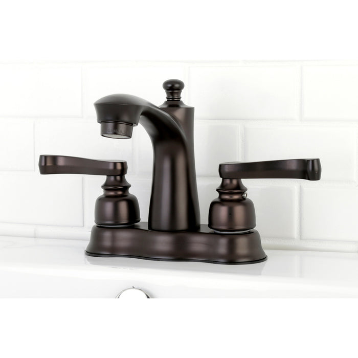 Kingston Tulare FB7615FL - Royale Double-Handle 3-Hole Deck Mount 4-Inch Centerset Bathroom Faucet with Pop-Up Drain, Oil Rubbed Bronze