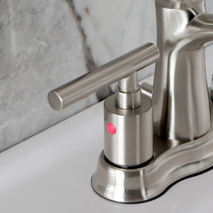 Kingston Tulare FB7618CML - Manhattan Double-Handle 3-Hole Deck Mount 4-Inch Centerset Bathroom Faucet with Pop-Up Drain, Brushed Nickel