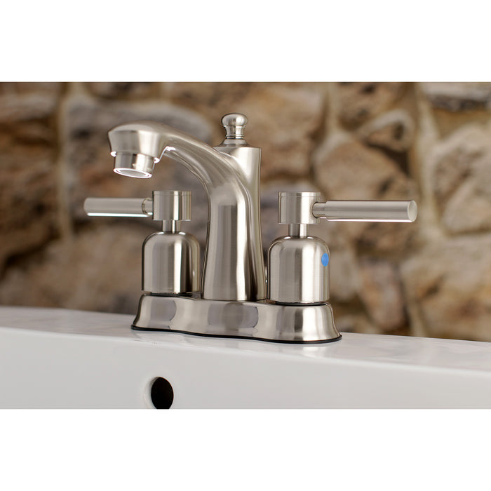 Kingston Tulare FB7618DL - Concord Double-Handle 3-Hole Deck Mount 4-Inch Centerset Bathroom Faucet with Pop-Up Drain, Brushed Nickel