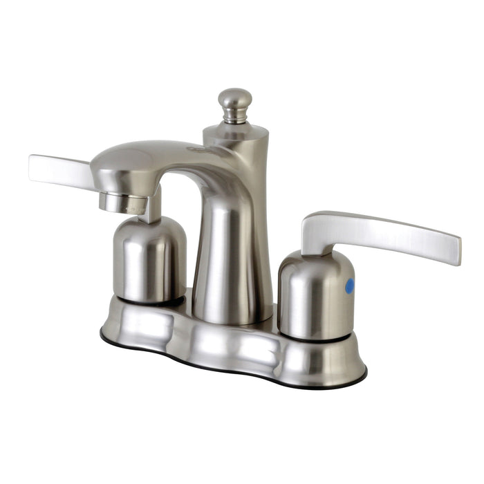 Kingston Tulare FB7618EFL - Centurion Double-Handle 3-Hole Deck Mount 4-Inch Centerset Bathroom Faucet with Pop-Up Drain, Brushed Nickel