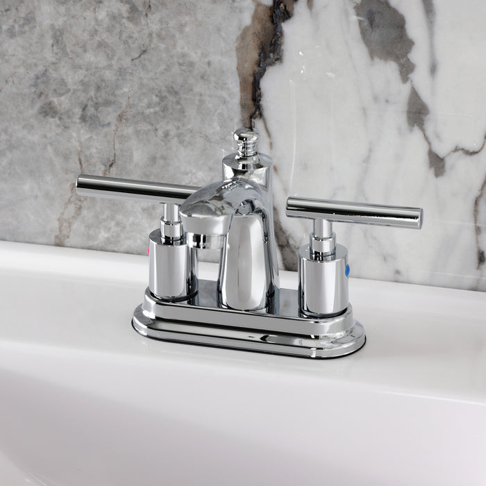 Kingston Tulare FB7621CML - Manhattan Double-Handle 3-Hole Deck Mount 4-Inch Centerset Bathroom Faucet with Pop-Up Drain, Polished Chrome