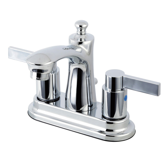 Kingston NuvoFusion FB7621NDL Double-Handle 3-Hole Deck Mount 4-Inch Centerset Bathroom Faucet with Pop-Up Drain, Polished Chrome